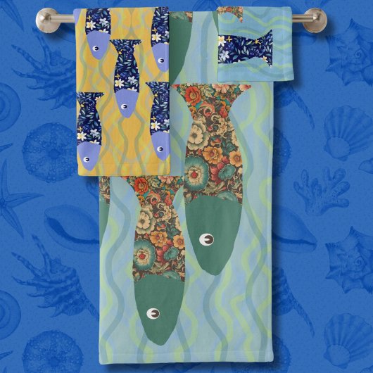 海ライフ、ビーチハウス、魚の恋人 バスタオルセット