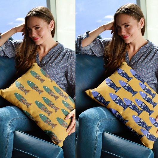 海ライフ、湖の家、行った魚釣り アクセントクッション