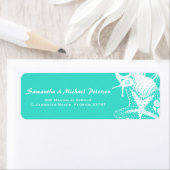 海ラブティール（緑がかった色）アートシーシェルビーチ結婚式 ラベル (インサイチュ)