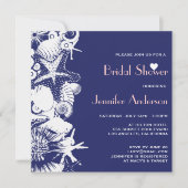 海ラブネイビーシーシェルズシックブライダルシャワー 招待状 (正面)