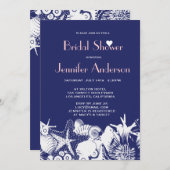 海ラブネービーシーシェルシックブライダルシャワー 招待状 (正面/裏面)