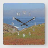 海ランドスケープフォトパシフィックコーストビーチ スクエア壁時計 (正面)