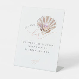 海リトルパールシーベイビーシャワーフラワーバー標識 台座サイン