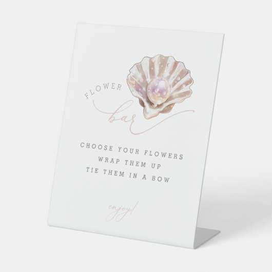 海リトルパールシーベイビーシャワーフラワーバー標識 台座サイン (正面)