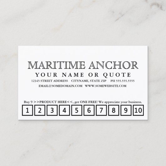 海上いかりのロイヤリティのパンチカード ロイヤリティカード (正面)