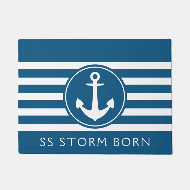 海上いかりボート名の書式 ドアマット (正面)