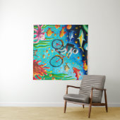 海上で自転車に乗る宇宙飛行士カラフル タペストリー (インサイチュ(横))