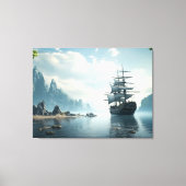 海上に船を積む キャンバスプリント (正面)