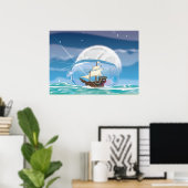 海上のボトルシップ ポスター (ホームオフィス)
