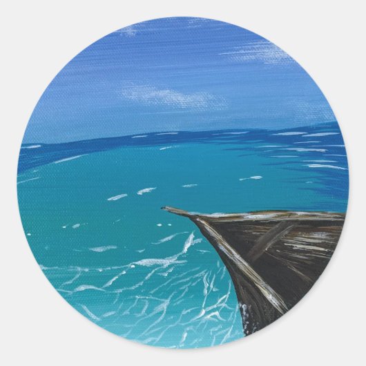 海上の太陽光 - 手作りのアート作品 ラウンドシール (正面)
