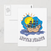 海上の帆船に乗る小さな海賊の幼児 ポストカード (正面/裏面)