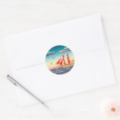 海上の帆船2 ラウンドシール (封筒)