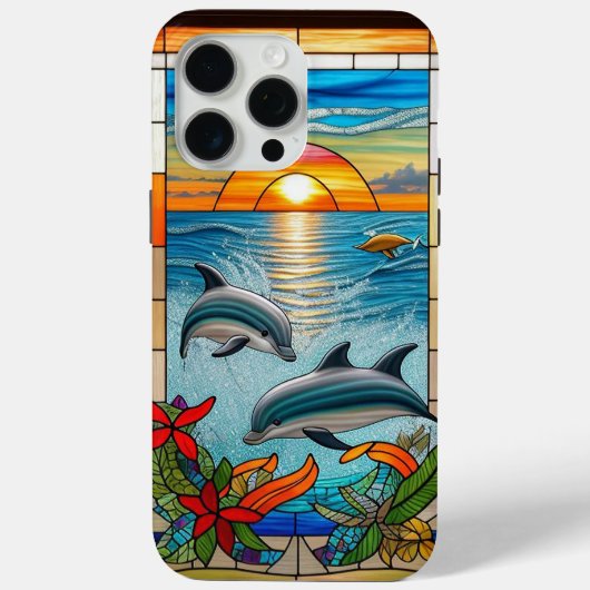 海上の日没時にジャンプするイルカ Case-Mate iPhoneケース (裏面)