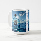 海上の瓶の中の船 コーヒーマグカップ (正面左)