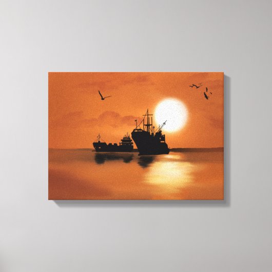 海上の船 キャンバスプリント (正面)