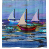 海上の船 シャワーカーテン (正面)