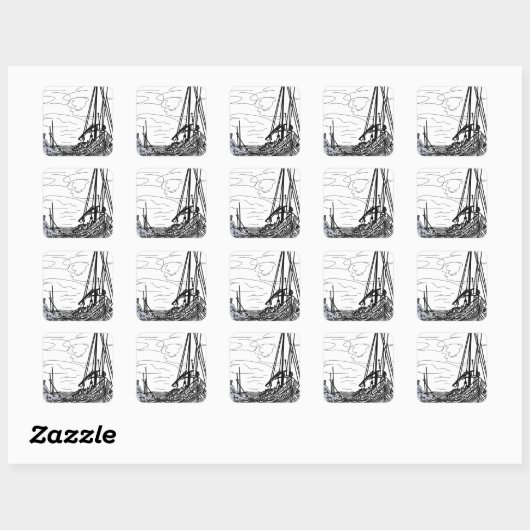 海上の船 スクエアシール (シート)