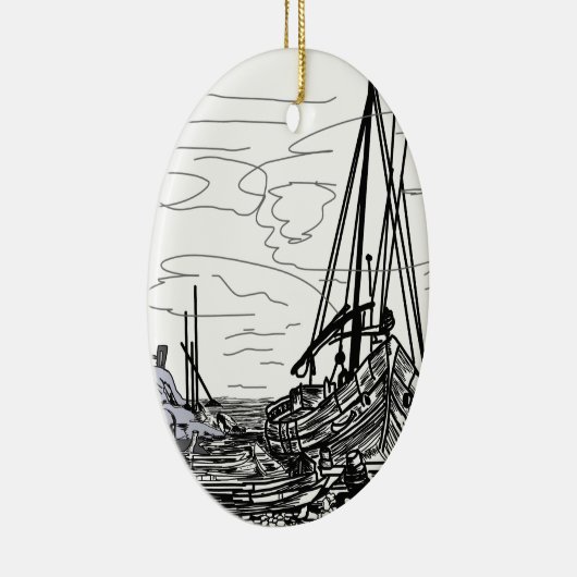 海上の船 セラミックオーナメント (右)