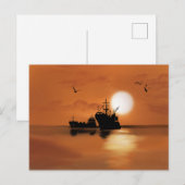 海上の船 ポストカード (正面/裏面)