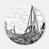 海上の船 マグネット (正面)