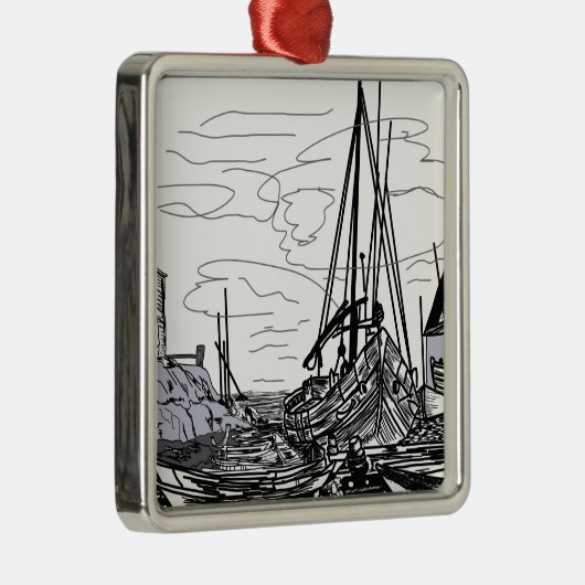海上の船 メタルオーナメント (右)