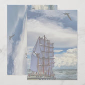 海上の船 - 透過度低め 招待状 (正面/裏面)