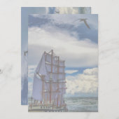 海上の船 - 透過性低減 招待状 (正面/裏面)