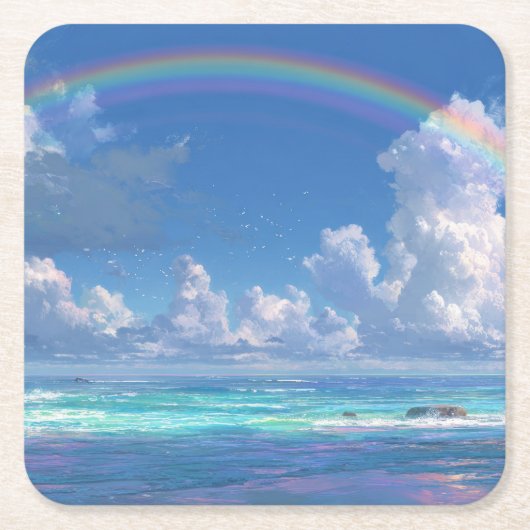 海上の虹 スクエアペーパーコースター (正面)
