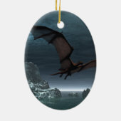 海上の赤いドラゴンの飛行 セラミックオーナメント (裏面)