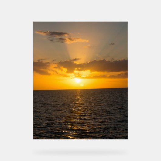 海上の輝く夕日 アクリルサイン (正面)