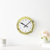 海上ギフト: 帆船またはボートからの蒸気口 ラウンド壁時計 (ホーム)