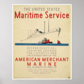 海上サービス – タグボート付き大型船 – WPA ポスター (正面)