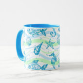 海上スケッチパターン マグカップ (正面左)