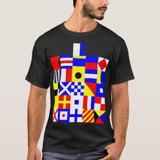 海上信号旗アルファベットA-Zデザイン Tシャツ (正面)