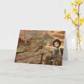 "海上日没"の挨拶状 カード (黄色い花)