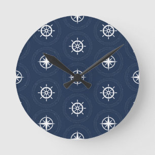 海上用具パターン ラウンド壁時計