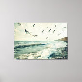 海上空のカモメ キャンバスプリント (正面)