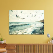 海上空のカモメ キャンバスプリント (インサイチュ (リビング))