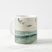 海上空のカモメ コーヒーマグカップ (正面左)