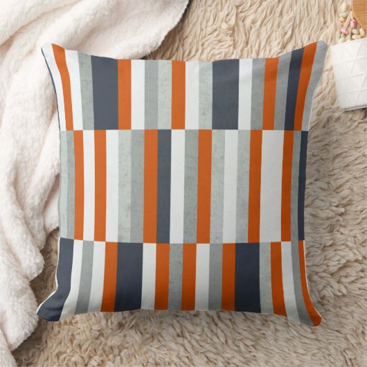 海上航海のデザイン、ストライプオレンジ、青 クッション (ブランケット)