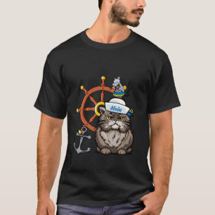 海上船乗り猫ねずみ操船用セーラーセイル Tシャツ