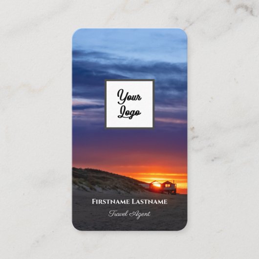 海上鮮やかビーチサンセット旅行代理店ロゴ 名刺 (正面)