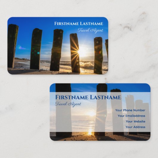 海上鮮やかビーチ日没旅行代理店海 名刺 (正面/裏面)