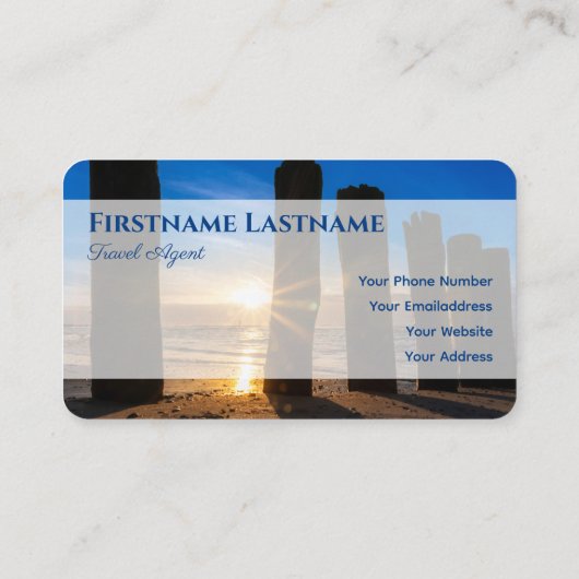 海上鮮やかビーチ日没旅行代理店海 名刺 (裏面)