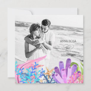 *~*海下ビーチAR7 QR RSVP写真結婚s 招待状