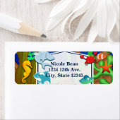 海中おもしろい子供の誕生日パーティー ラベル (インサイチュ)