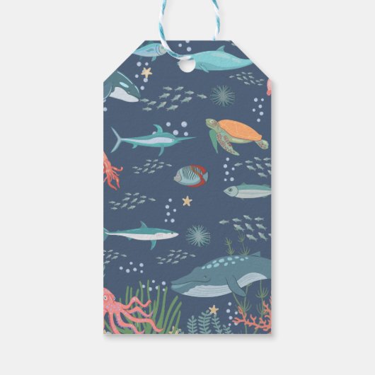 海中かわいい海動物ベビーシャワーRSVP ギフトタグ (裏面)