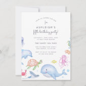 海中で |かわいい男航海のの子の誕生日パーティー 招待状 (正面)