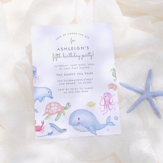 海中で |かわいい男航海のの子の誕生日パーティー 招待状