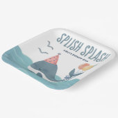 海中で |ウオーターカラークジラビーチ誕生日 ペーパープレート (傾斜あり)